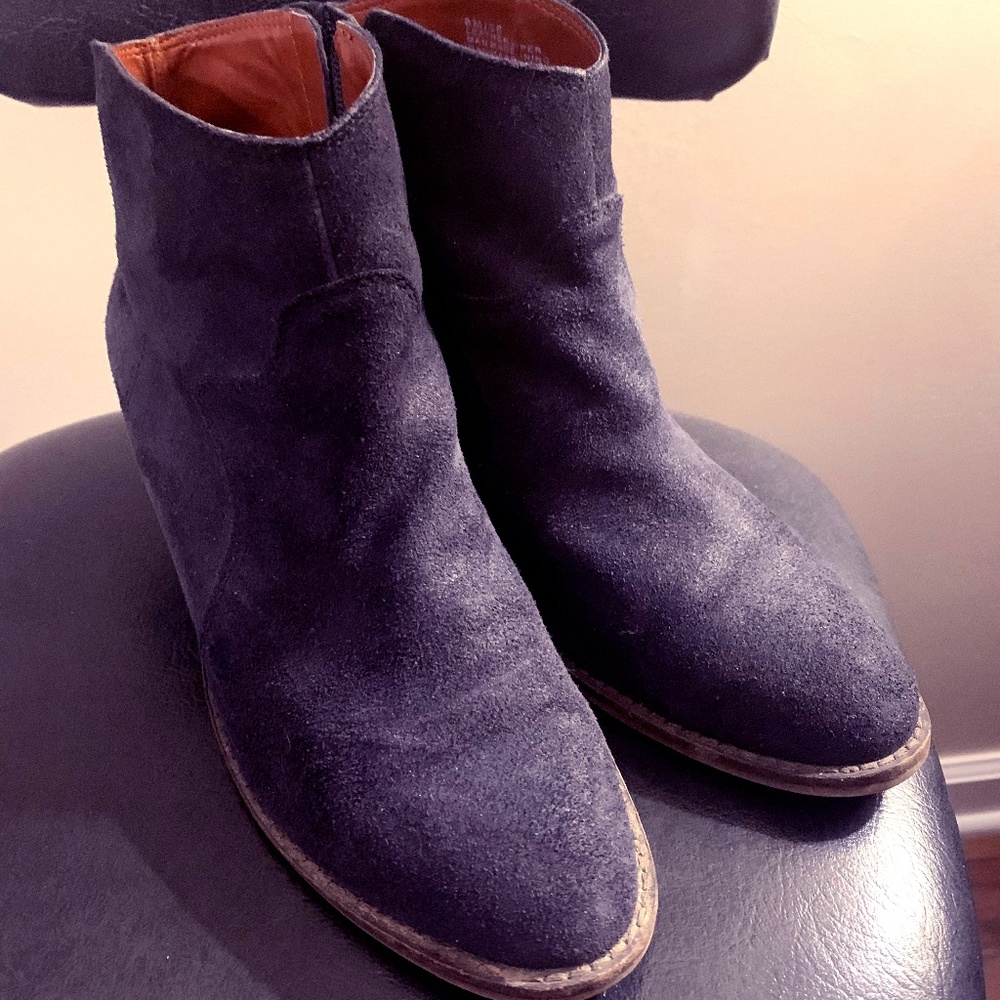 Lucky Brand Suede Navy Ankle Boots